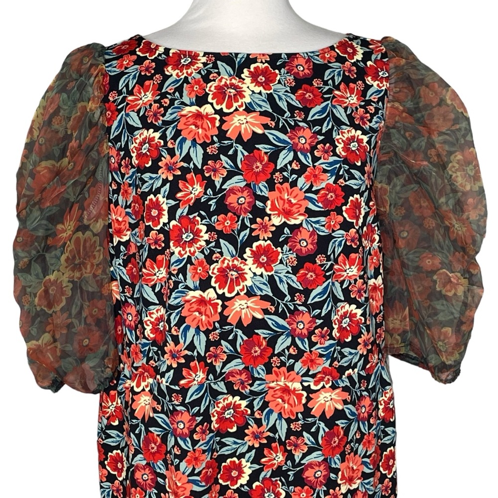 Torrid 16 floral dress with sheer sleeves orange - Picture 2 of 9